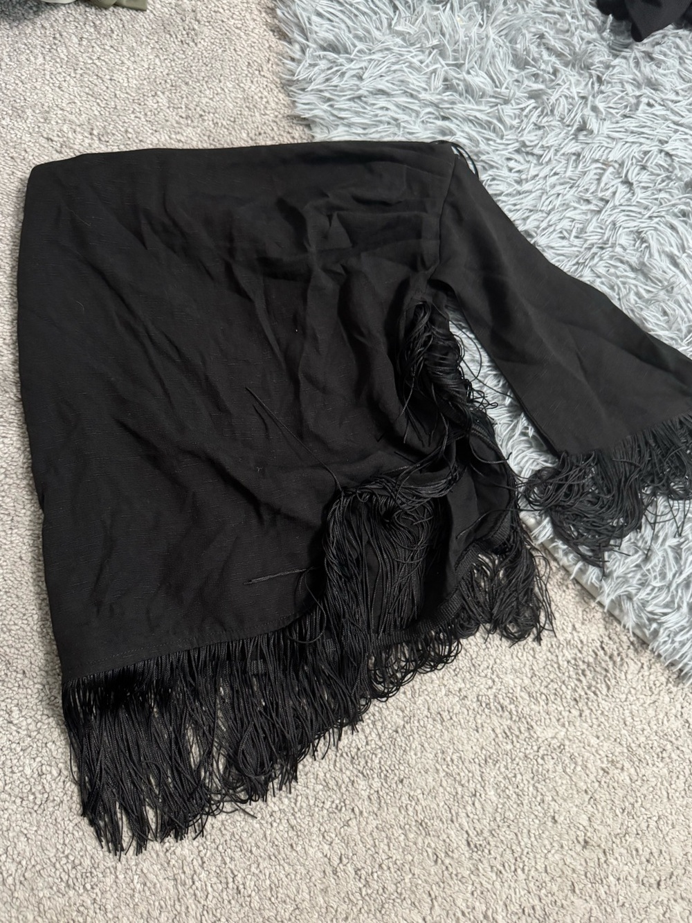 12th Tribe Black Fringe Wrap Shawl